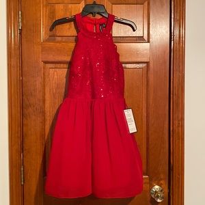 Speechless Red Halter Top Sequin Social Dress